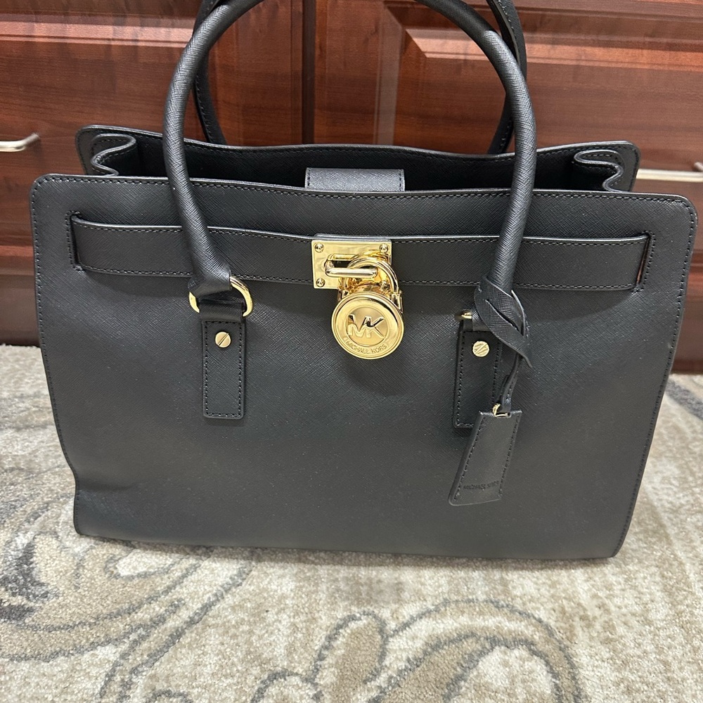 Michael Kors Hamilton Large Black East West Leather Satchel